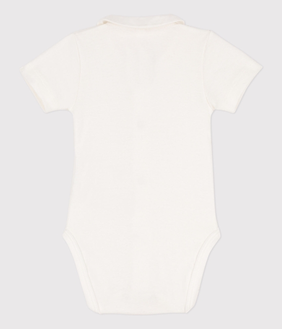 Petit Bateau Kurzärmeliger Baby-Body aus Bio-Baumwolle mit Kragen MARSHMALLOW