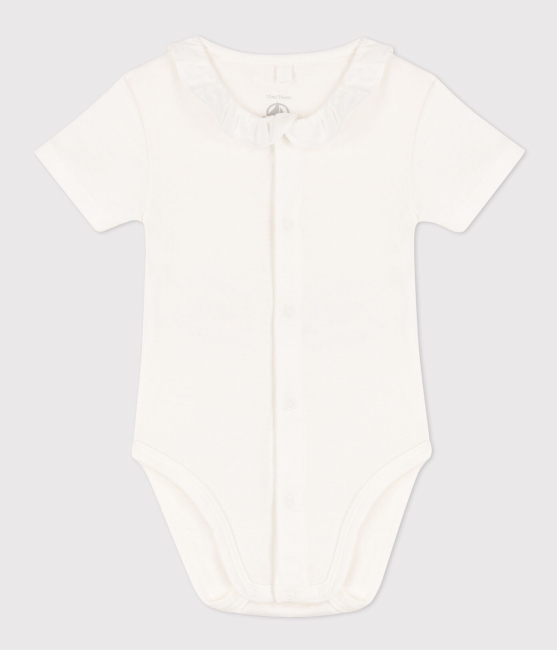 Petit Bateau KurzÃ¤rmeliger Baby-Body aus Bio-Baumwolle mit Kragen ACOL MARSHMALLOW