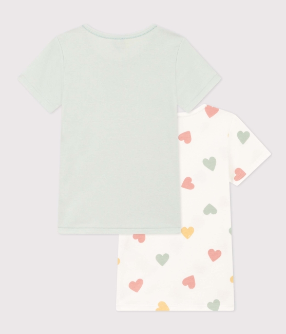 Petit Bateau T-Shirts aus Baumwolle mit Herzmotiv im 2er-Set für kleine Mädchen
