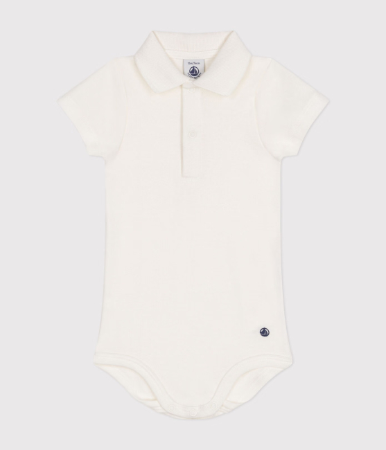 Petit Bateau Kurzärmeliger Baby-Body mit Polokragen aus Baumwolle