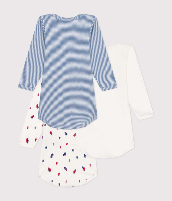 Petit Bateau 3er-Set langärmelige Bodys aus Baumwolle mit Segelmotiv für Babys