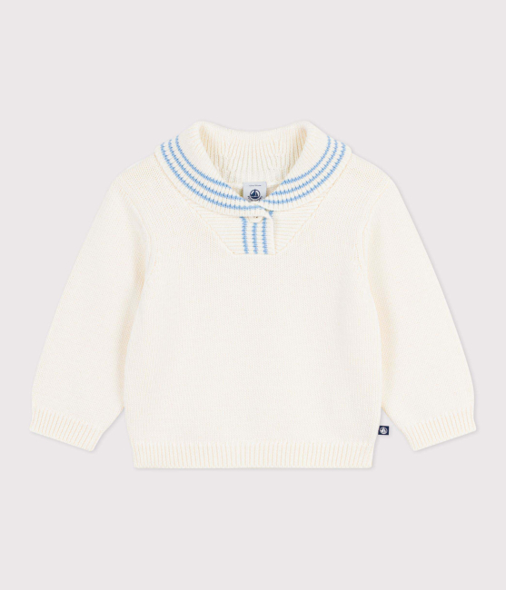 Petit Bateau Baby-Pullover mit Schalkragen gestreifter Baumwolle