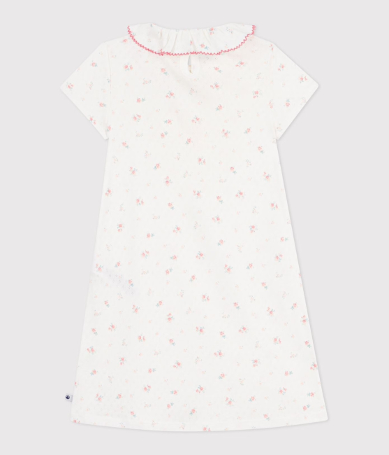 Petit Bateau Nachthemd aus Baumwolle mit Blumen-Lochstickerei MARSHMALLOW/MULTICO