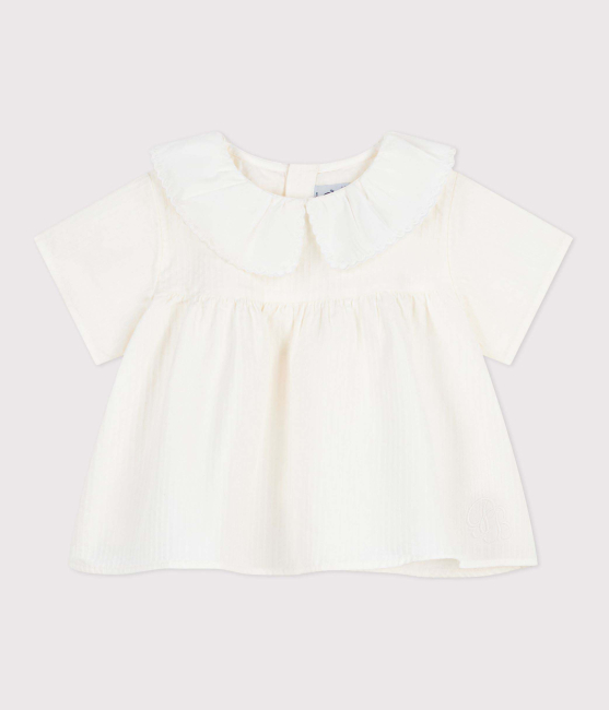 Petit Bateau Kurzärmelige Baby-Bluse aus Baumwoll-Popeline