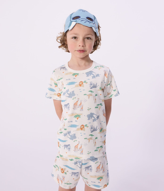 Petit Bateau Kinder-Kurzpyjama zum Verkleiden aus Baumwolle mit Savannen-Motiv