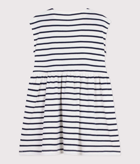 Petit Bateau Ärmelloses Kleid aus Baumwolle mit Streifen MARSHMALLOW/SMOKING