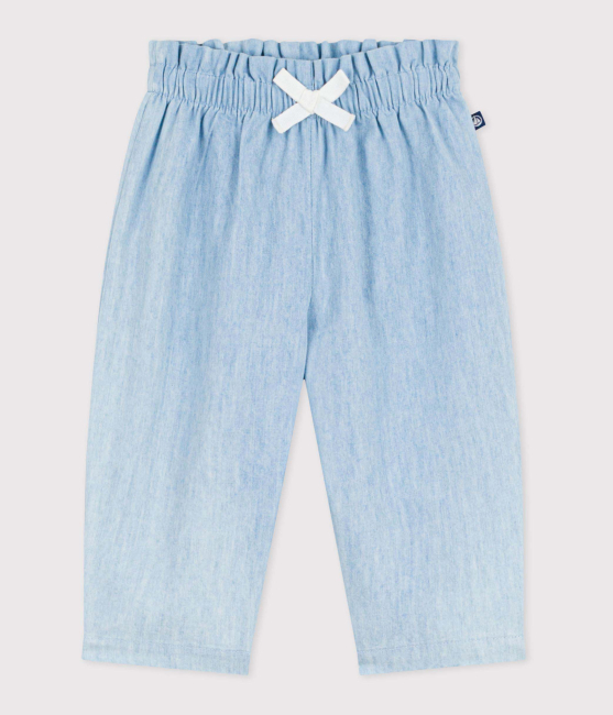 Petit Bateau Baby-Hose aus Chambray BLEU CLAIR