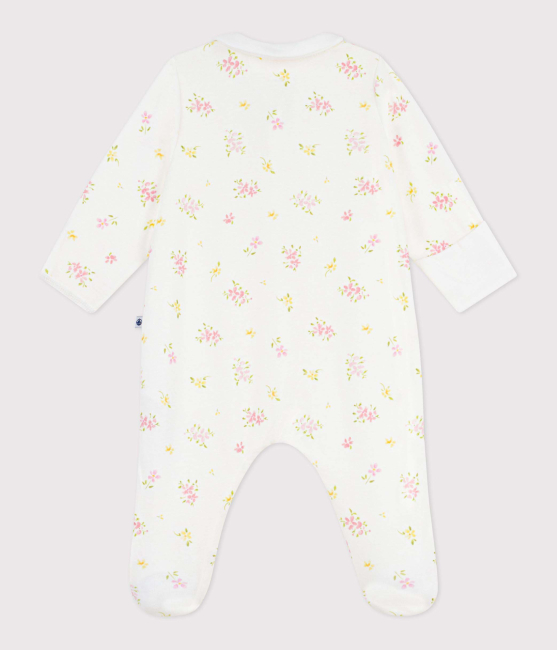 Petit Bateau Strampler mit geblümter Baumwolle MARSHMALLOW/MULTICO