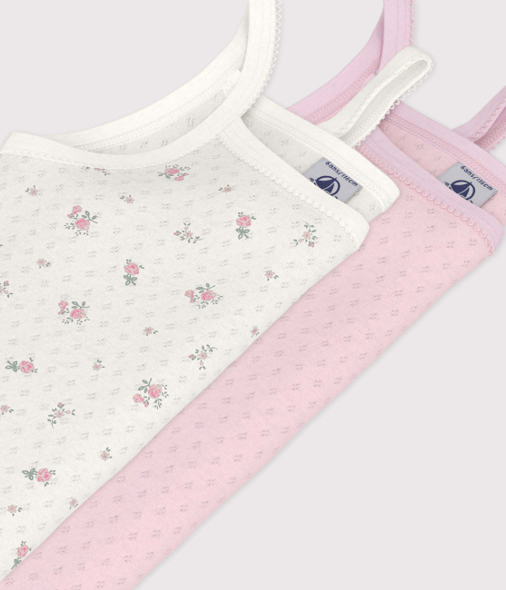 Petit Bateau Set Kinder-Unterhemden aus Baumwolle mit Lochstickerei und Blumenmuster